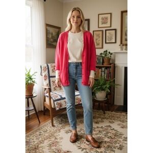 Vtg Outback Red Cardigan Sweater Womens L Red Button Front V-Neck grandmacore